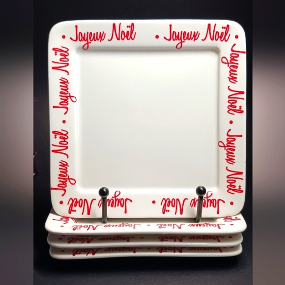 Ciroa Red & White JAYEUX NOEL Square Porcelain Holiday Serving 4 Platters - Picture 1 of 4